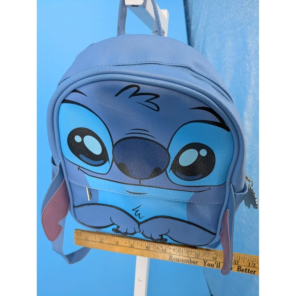 Disney Lilo &‎ Stitch Mini Backpack Blue Faux Leather Scrump Charm Park Bag Flaw
